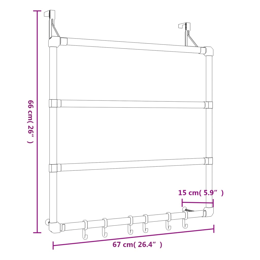 vidaXL Towel Hanger 26.4"x5.9"x26" Aluminum-4