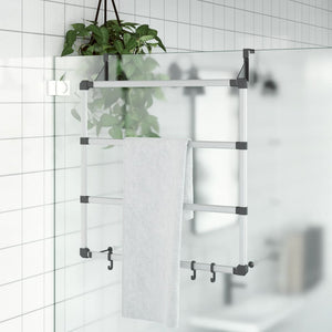 vidaXL Towel Hanger 26.4"x5.9"x26" Aluminum-0