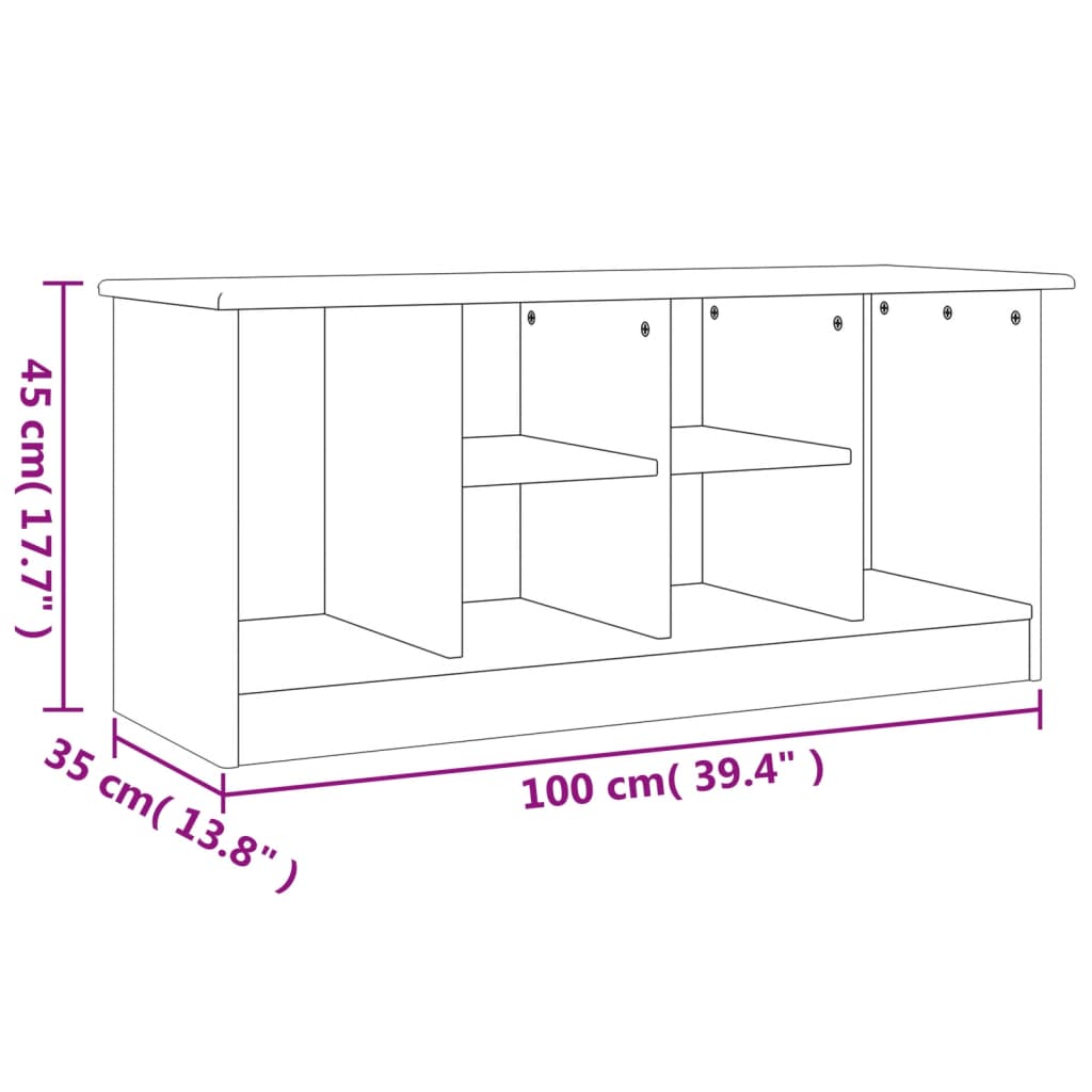 vidaXL Shoe Bench Wooden Shoe Storage Organizer Bench ALTA Solid Wood Pine-7