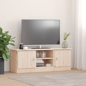 vidaXL TV Stand Entertainment Center with Open Shelf ALTA Solid Wood Pine-2