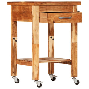 vidaXL Kitchen Cart Wooden Rolling Kitchen Trolley Stand Solid Wood Acacia-1