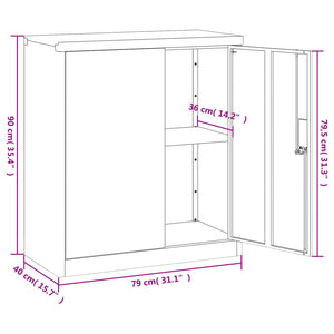 vidaXL File Cabinet Lockable Metal Storage Filing Cabinet with Doors Steel-29