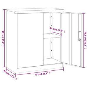 vidaXL File Cabinet Lockable Metal Storage Filing Cabinet with Doors Steel-17