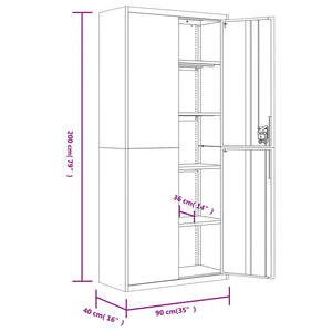 vidaXL Office Cabinet File Cabinet Storage Filing Cabinet with 2 Doors Steel-7