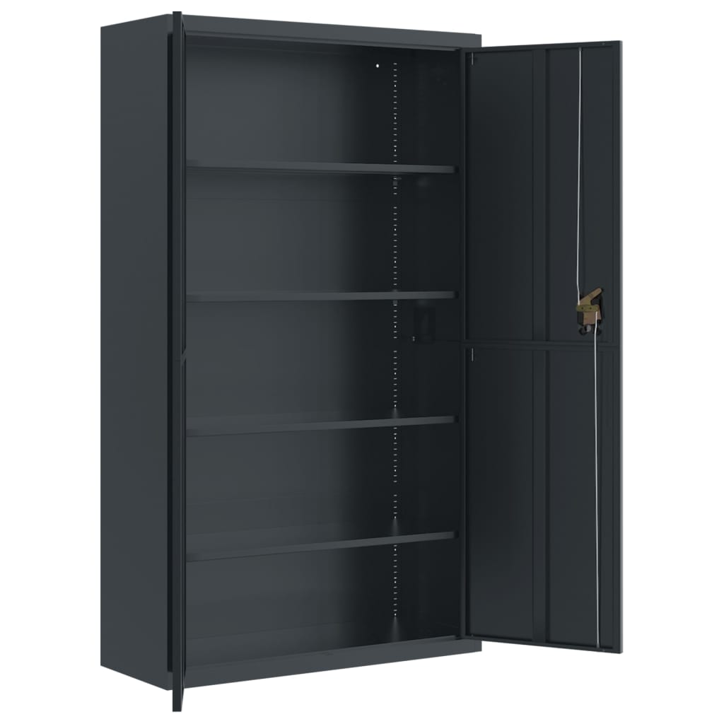 vidaXL File Cabinet Lockable Storage Unit Filing Cabinet with Doors Steel-16