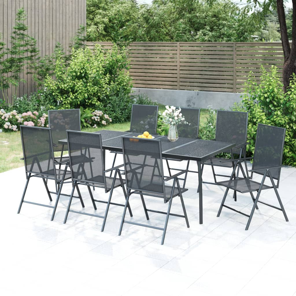 vidaXL Patio Dining Set Outdoor Table and Chair Furniture Anthracite Steel-10