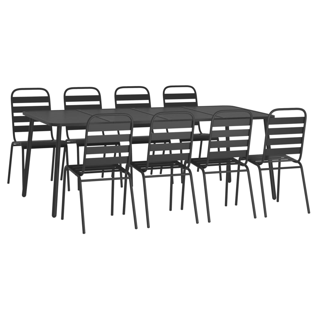 vidaXL 9 Piece Patio Dining Set Anthracite Steel-0