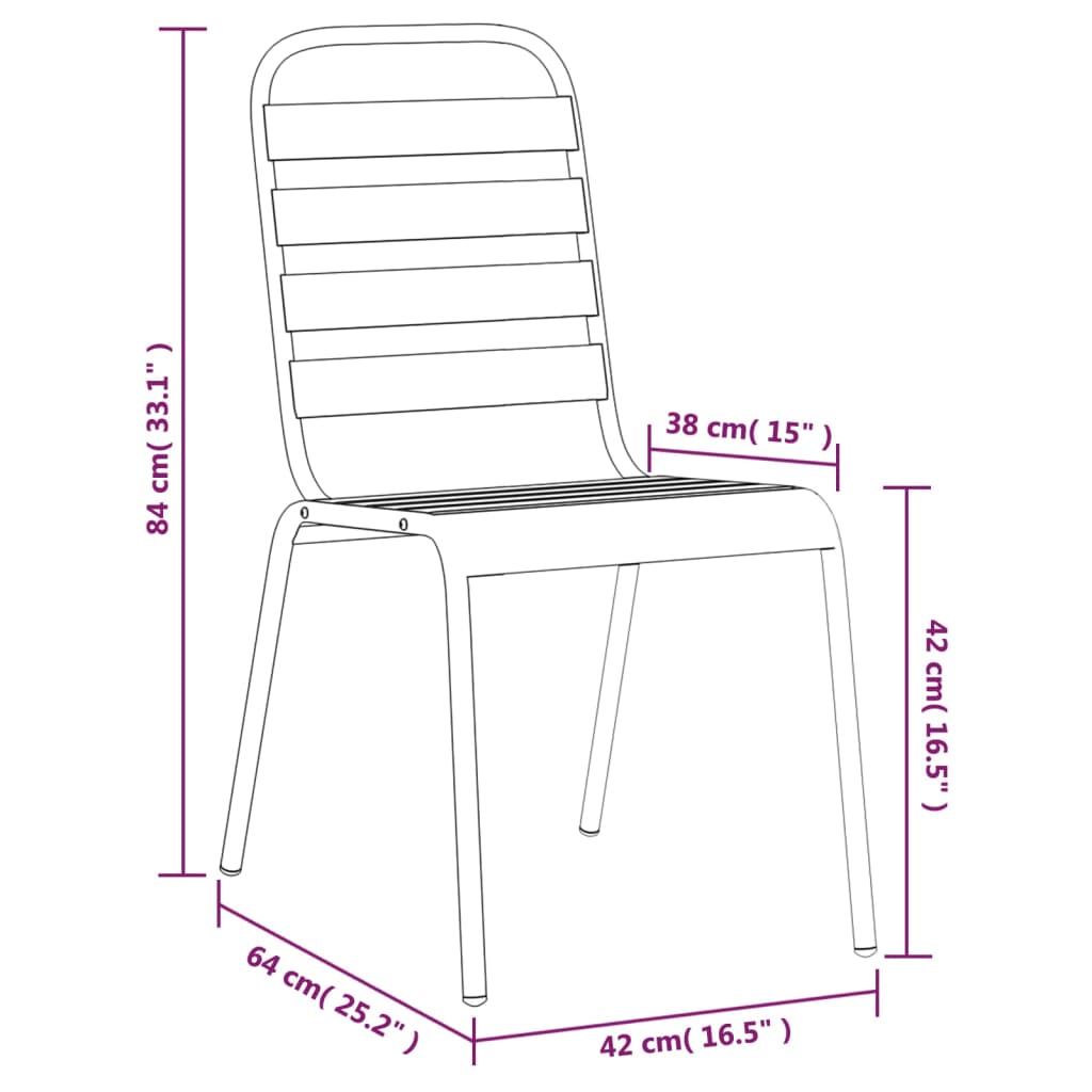 vidaXL 9 Piece Patio Dining Set Anthracite Steel-7