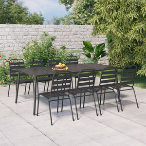 vidaXL 9 Piece Patio Dining Set Anthracite Steel-5