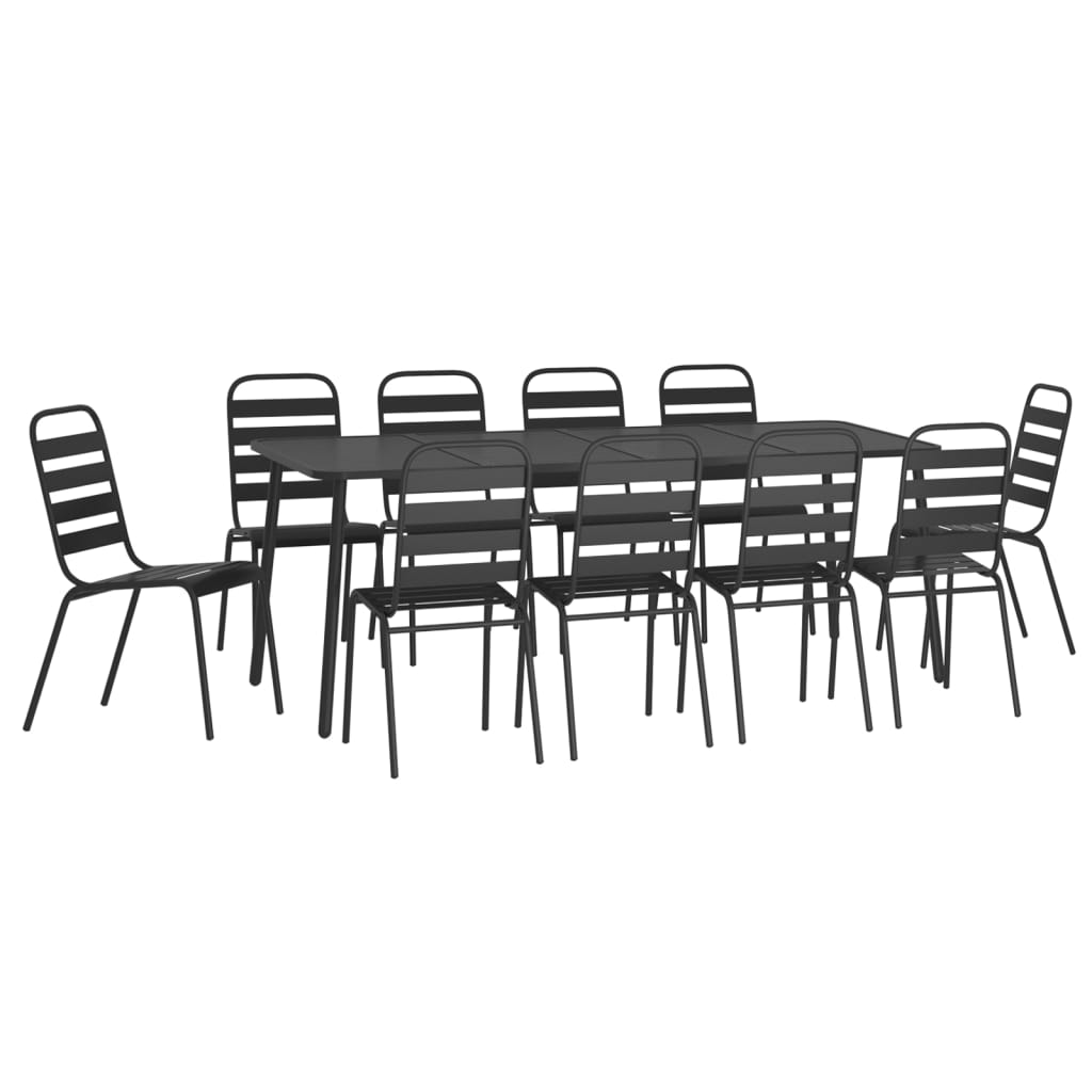 vidaXL 9 Piece Patio Dining Set Anthracite Steel-4