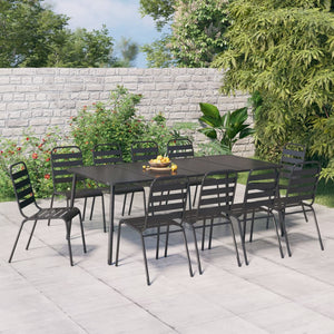 vidaXL 9 Piece Patio Dining Set Anthracite Steel-6