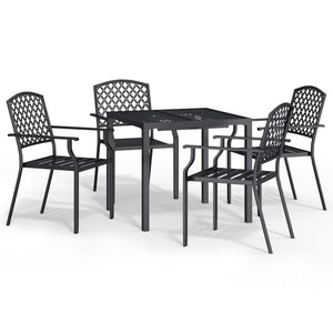 vidaXL 5 Piece Patio Dining Set Anthracite Steel-30