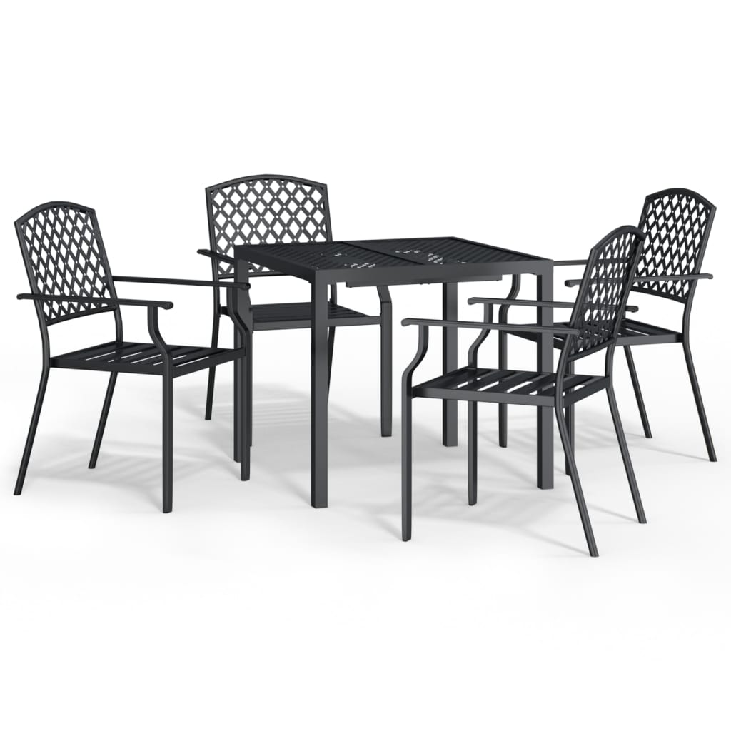 vidaXL 5 Piece Patio Dining Set Anthracite Steel-18