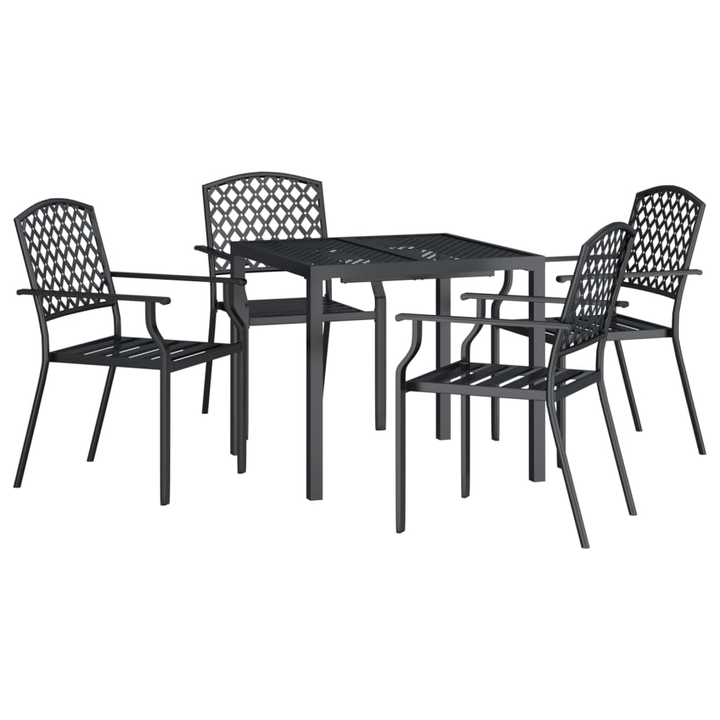 vidaXL 5 Piece Patio Dining Set Anthracite Steel-35