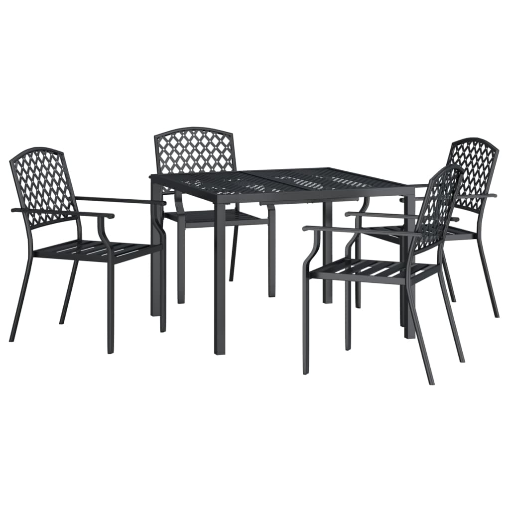 vidaXL 5 Piece Patio Dining Set Anthracite Steel-19