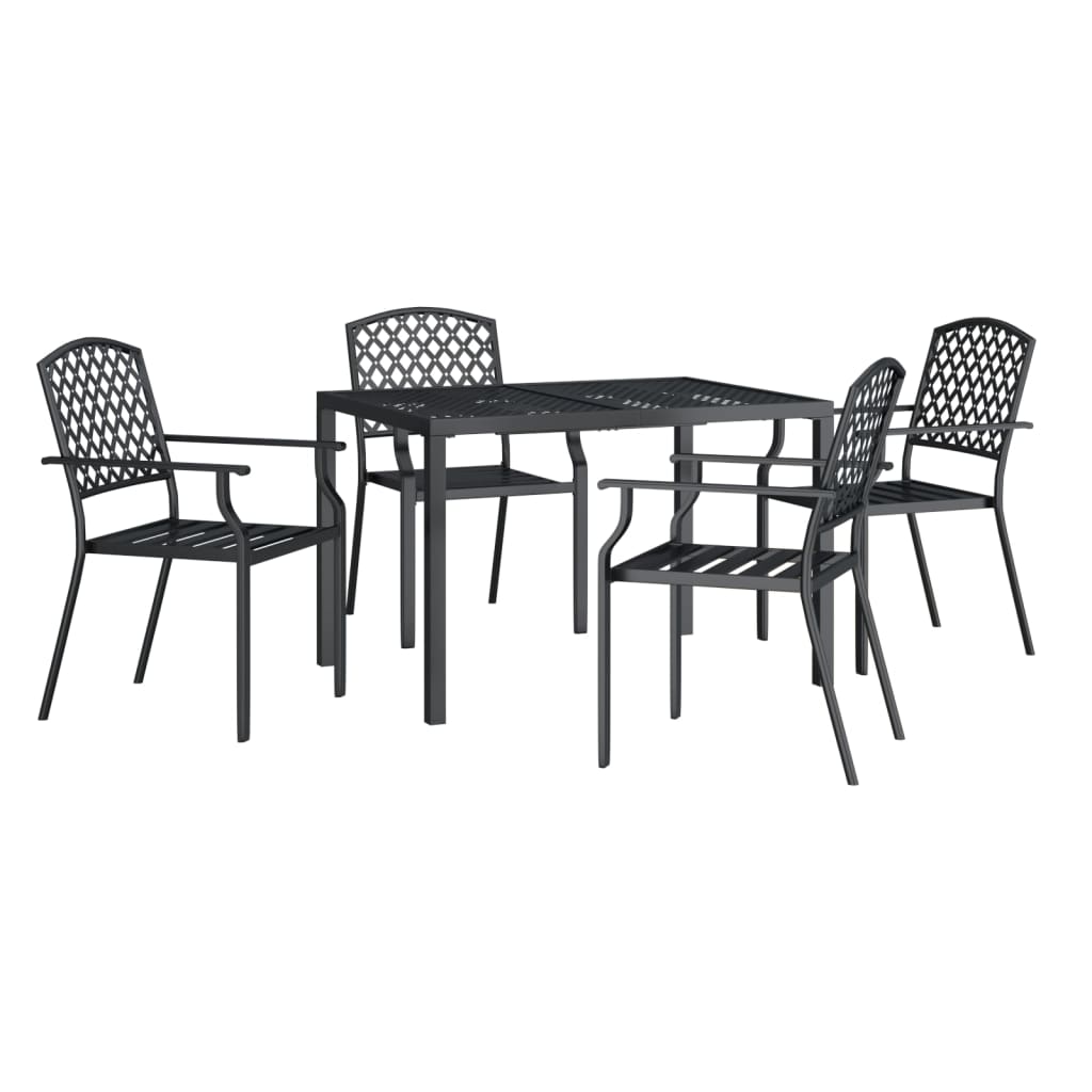 vidaXL 5 Piece Patio Dining Set Anthracite Steel-48