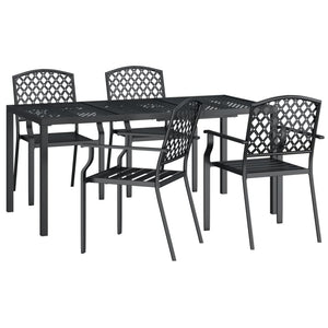 vidaXL 5 Piece Patio Dining Set Anthracite Steel-4