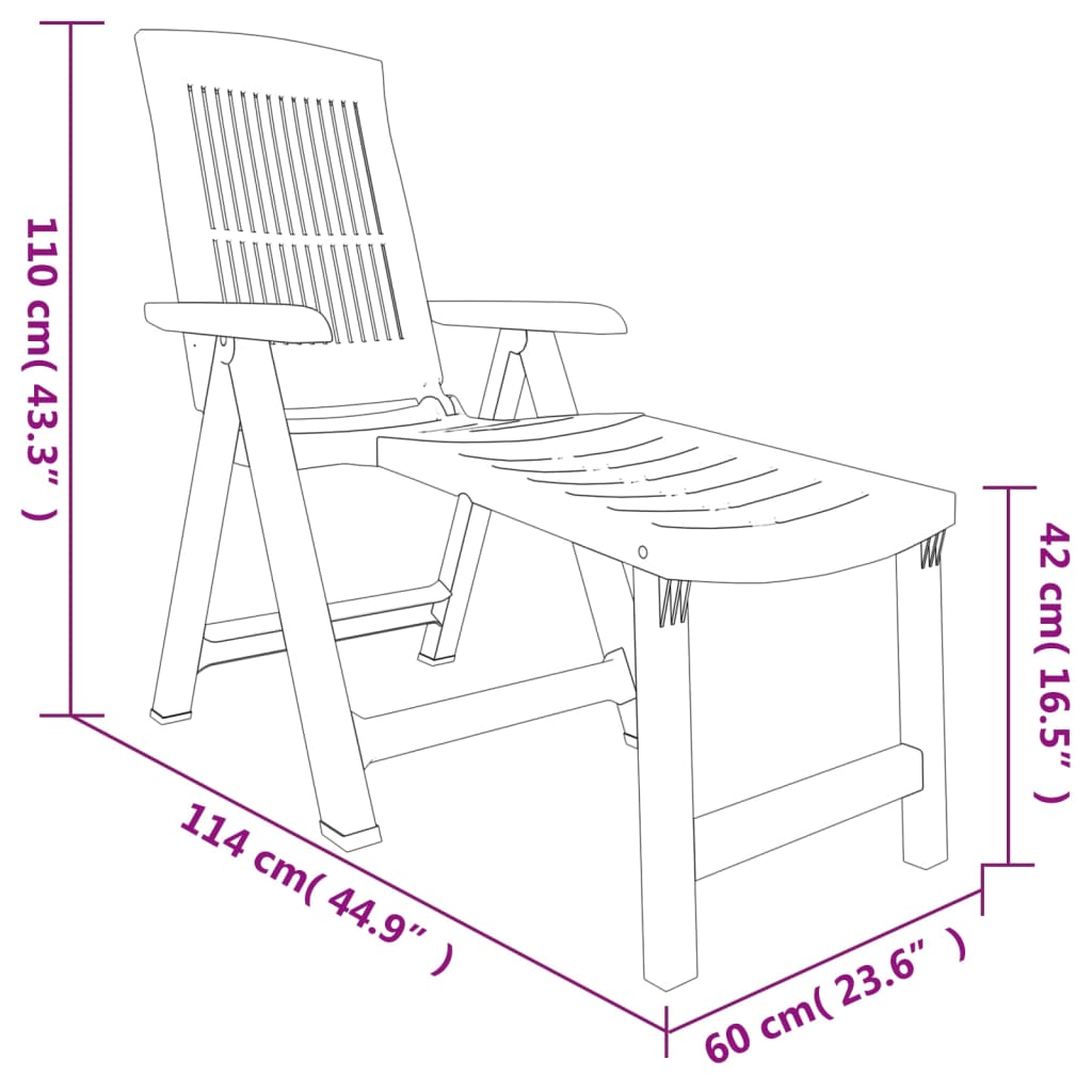 vidaXL Sun Lounger Patio Furniture Folding Outdoor Chaise Lounge Chair Plastic-6