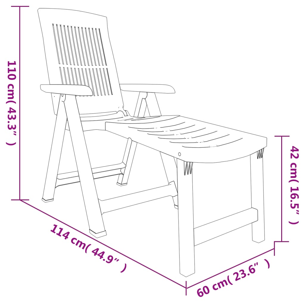 vidaXL Sun Lounger Patio Furniture Folding Outdoor Chaise Lounge Chair Plastic-17