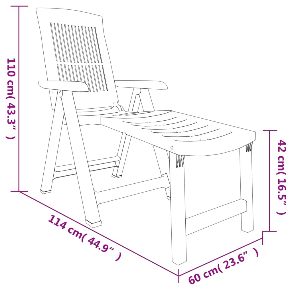 vidaXL Sun Lounger Patio Furniture Folding Outdoor Chaise Lounge Chair Plastic-13