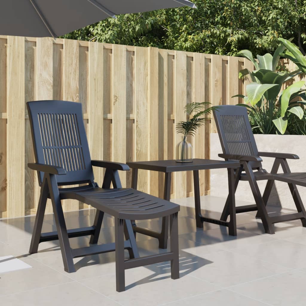 vidaXL Sun Lounger Patio Furniture Folding Outdoor Chaise Lounge Chair Plastic-10