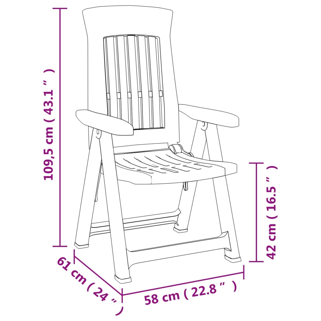 vidaXL Reclining Chair Outdoor Folding Armchair Garden Furniture 2 Pcs PP-28