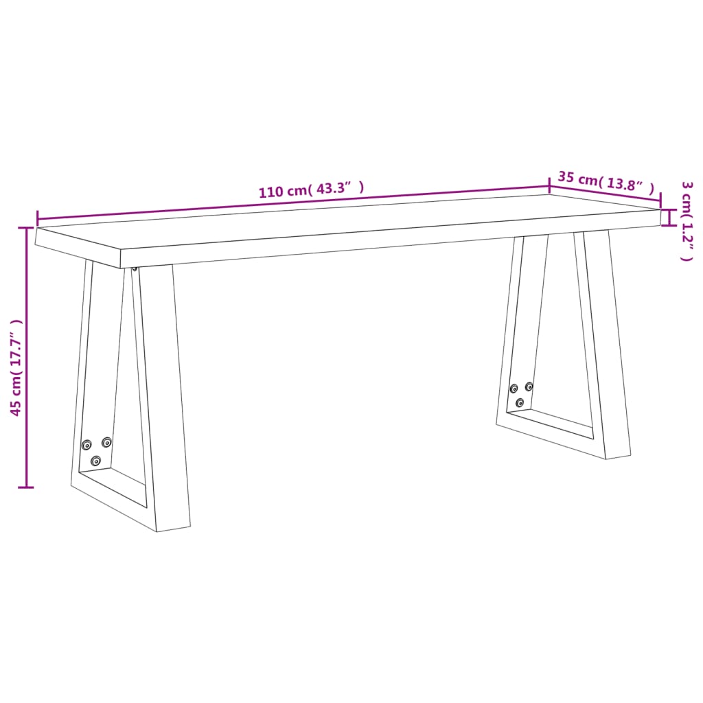 vidaXL Bench with Live Edge Dining Bench Living Room Seating Solid Wood Acacia-11