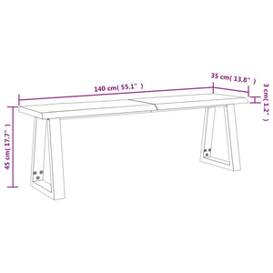 vidaXL Bench with Live Edge Dining Bench Living Room Seating Solid Wood Acacia-10