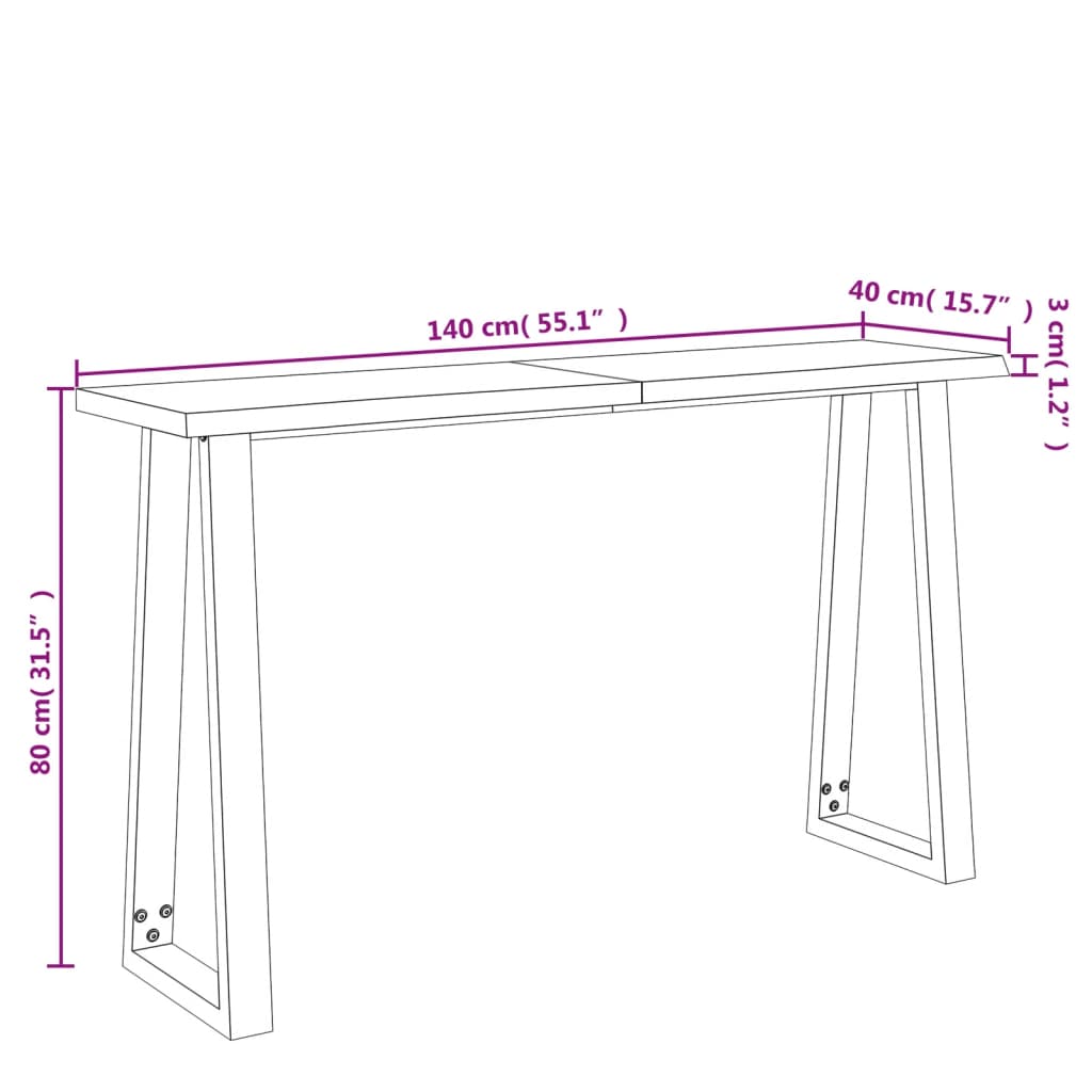 vidaXL Console Table with Live Edge Accent End Side Table Solid Wood Acacia-1