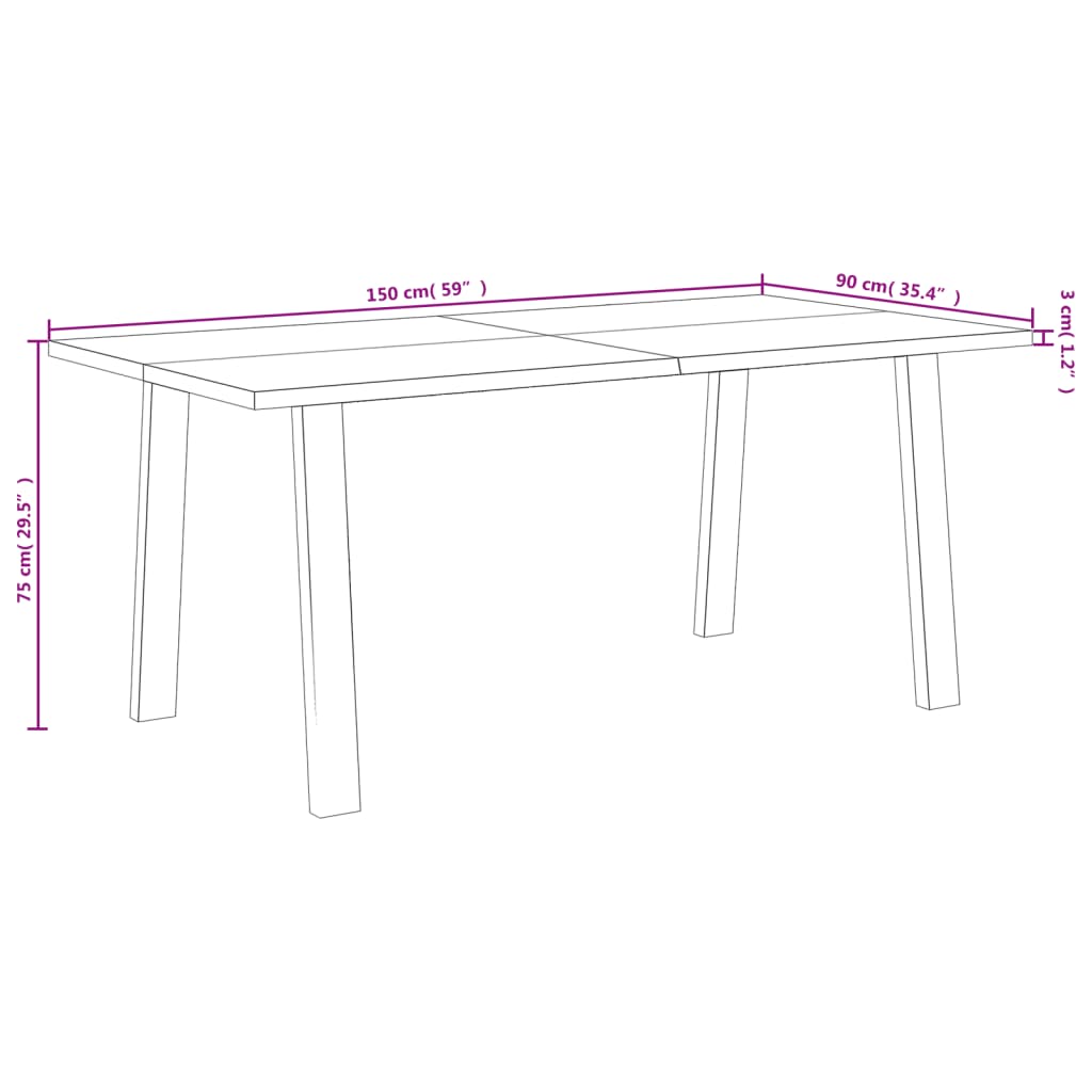 vidaXL Dining Table Rectangle Dining Table with Wood Legs Solid Wood Acacia-7