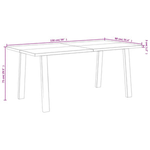 vidaXL Dining Table Rectangle Dining Table with Wood Legs Solid Wood Acacia-7