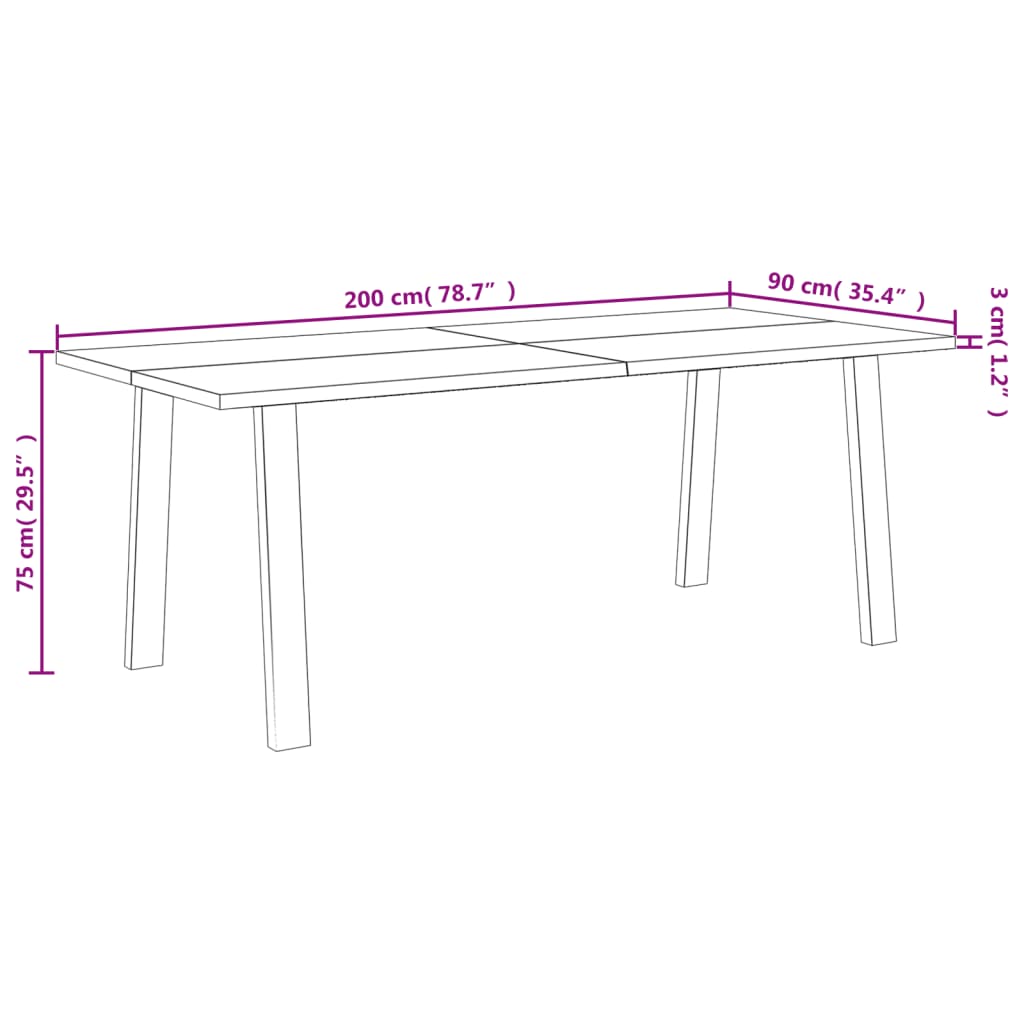 vidaXL Dining Table Rectangle Dining Table with Wood Legs Solid Wood Acacia-8