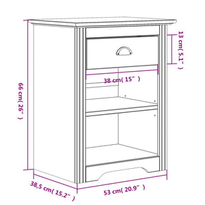 vidaXL Cabinet Nightstand End Side Table with Drawer BODO Solid Wood Pine-25