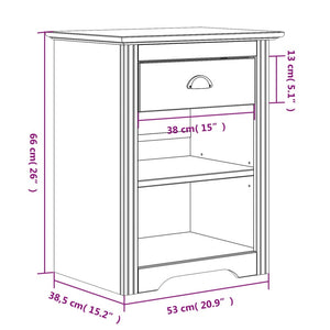 vidaXL Cabinet Nightstand End Side Table with Drawer BODO Solid Wood Pine-17