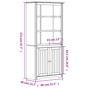 vidaXL Bookshelf Storage File Cabinet Shelf with Doors BODO Solid Wood Pine-24