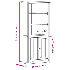 vidaXL Bookshelf Storage File Cabinet Shelf with Doors BODO Solid Wood Pine-16