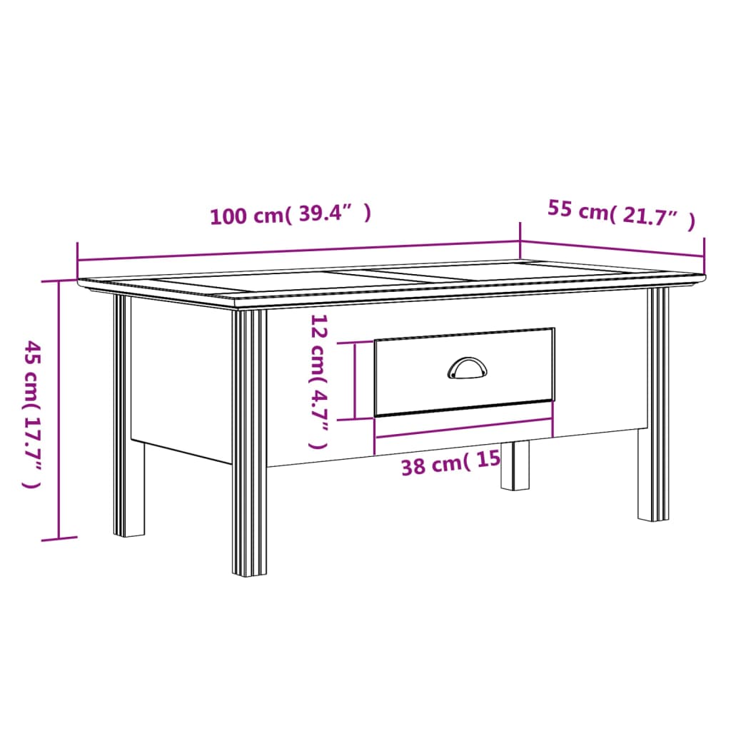 vidaXL Coffee Table Accent Side Table for Living Room BODO Solid Wood Pine-8