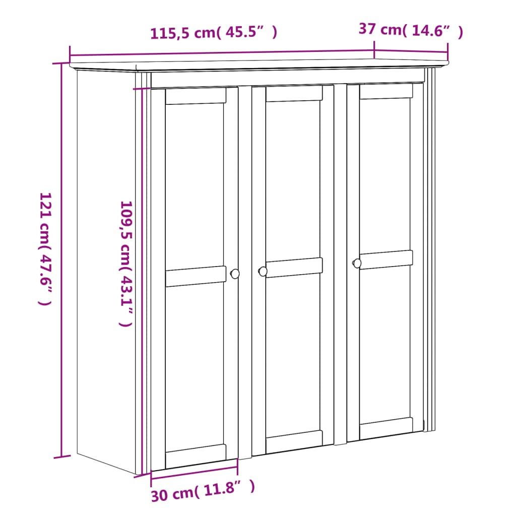 vidaXL Cabinet Storage Book Cabinet with Glass Doors BODO Solid Wood Pine-14