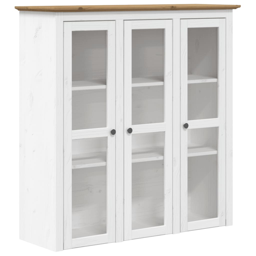 vidaXL Cabinet Storage Book Cabinet with Glass Doors BODO Solid Wood Pine-0