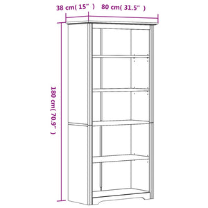 vidaXL Bookcase 5-Tier Storage Bookshelf with Shelves BODO Solid Wood Pine-10