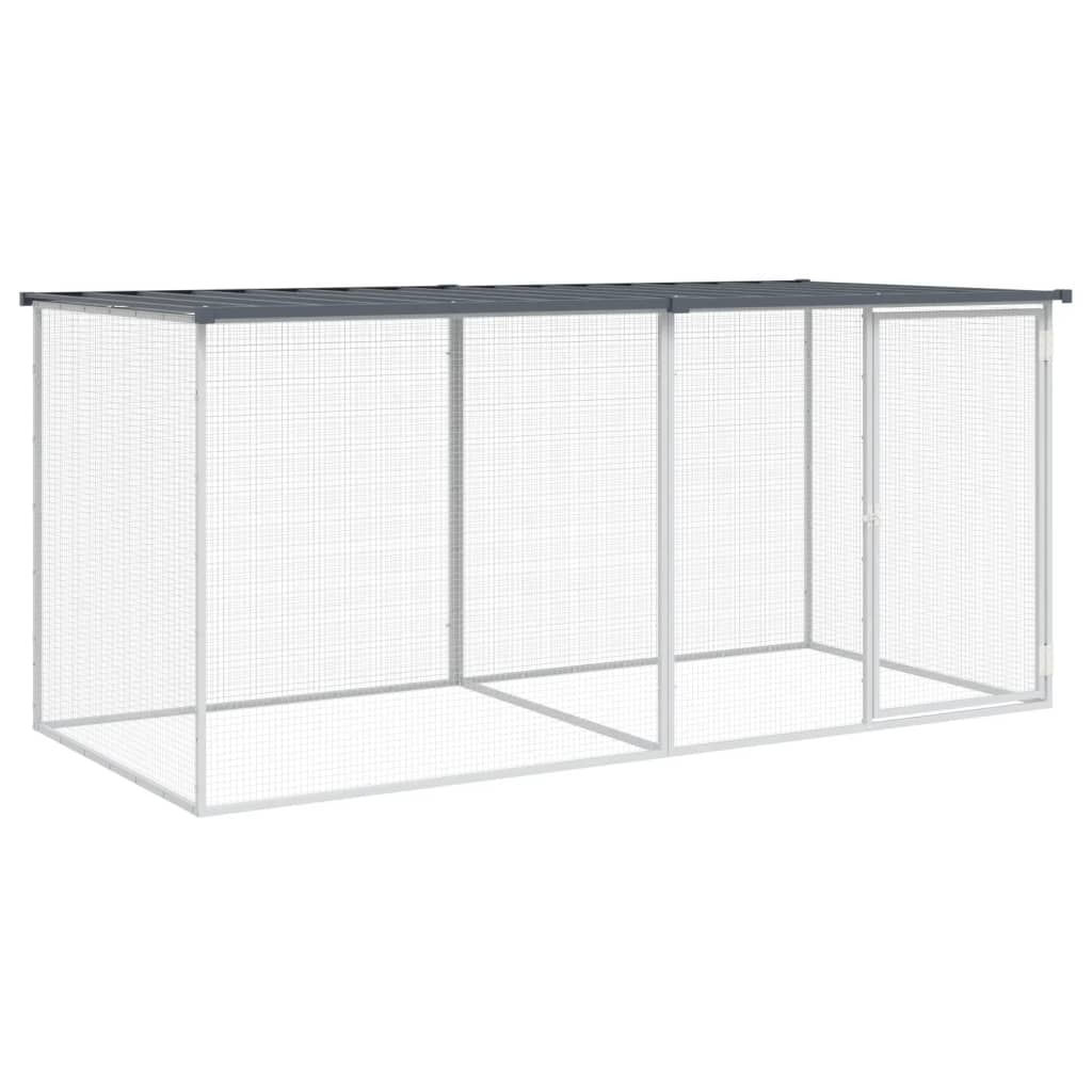 vidaXL Chicken Cage with Roof Metal Chicken Run Animal House Galvanized Steel-76