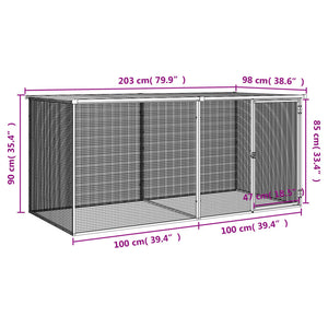 vidaXL Chicken Cage with Roof Metal Chicken Run Animal House Galvanized Steel-9