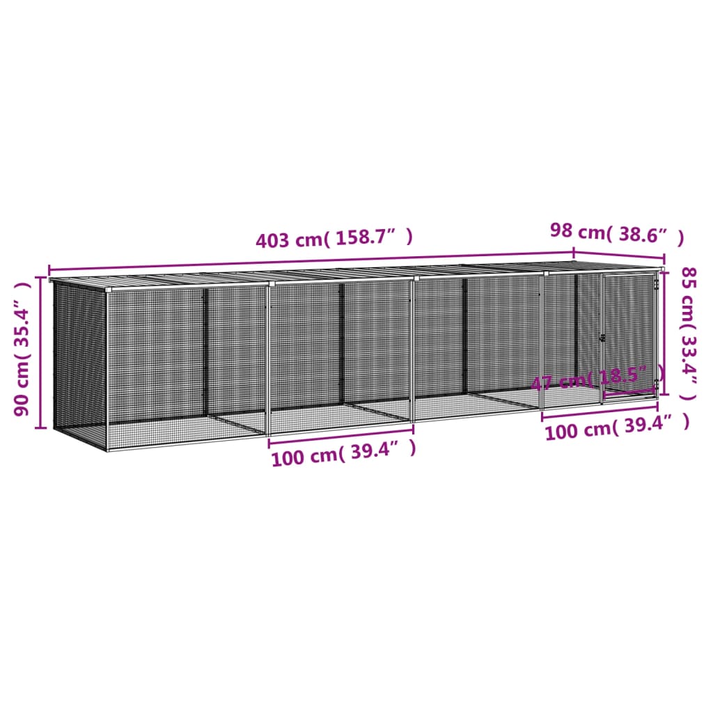 vidaXL Chicken Cage with Roof Metal Chicken Run Animal House Galvanized Steel-26