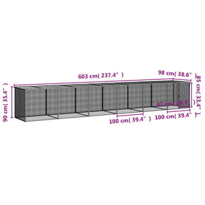 vidaXL Chicken Cage with Roof Metal Chicken Run Animal House Galvanized Steel-11