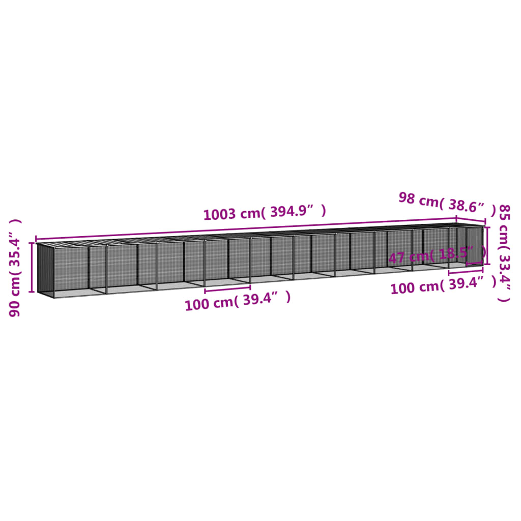 vidaXL Chicken Cage with Roof Metal Chicken Run Animal House Galvanized Steel-68