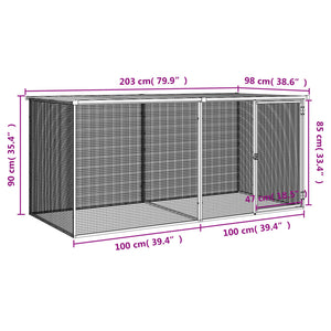 vidaXL Chicken Cage with Roof Metal Chicken Run Animal House Galvanized Steel-73