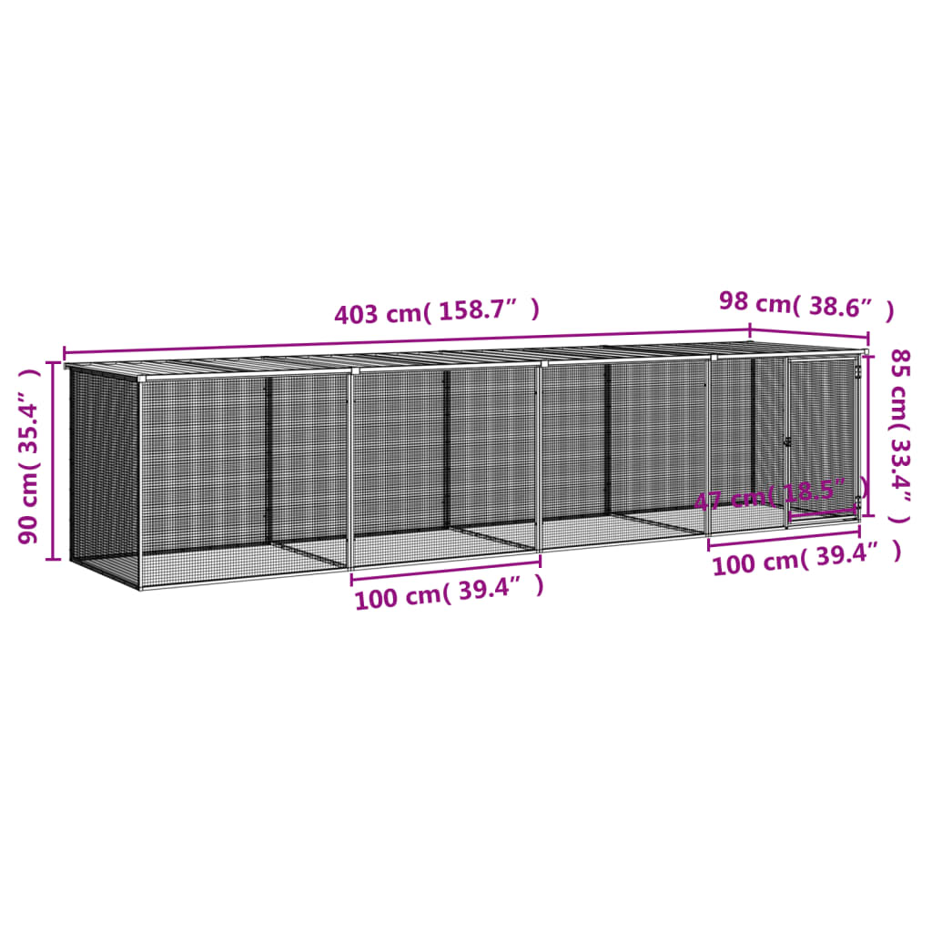 vidaXL Chicken Cage with Roof Metal Chicken Run Animal House Galvanized Steel-80