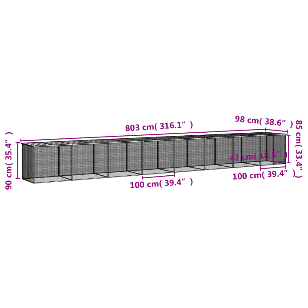 vidaXL Chicken Cage with Roof Metal Chicken Run Animal House Galvanized Steel-39