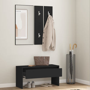 vidaXL Hallway Furniture Set Black Engineered Wood-4