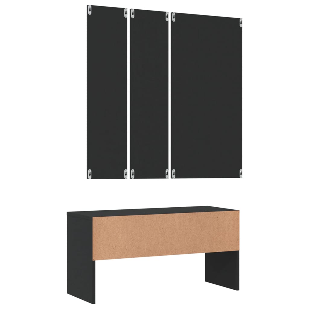 vidaXL Hallway Furniture Set Black Engineered Wood-7